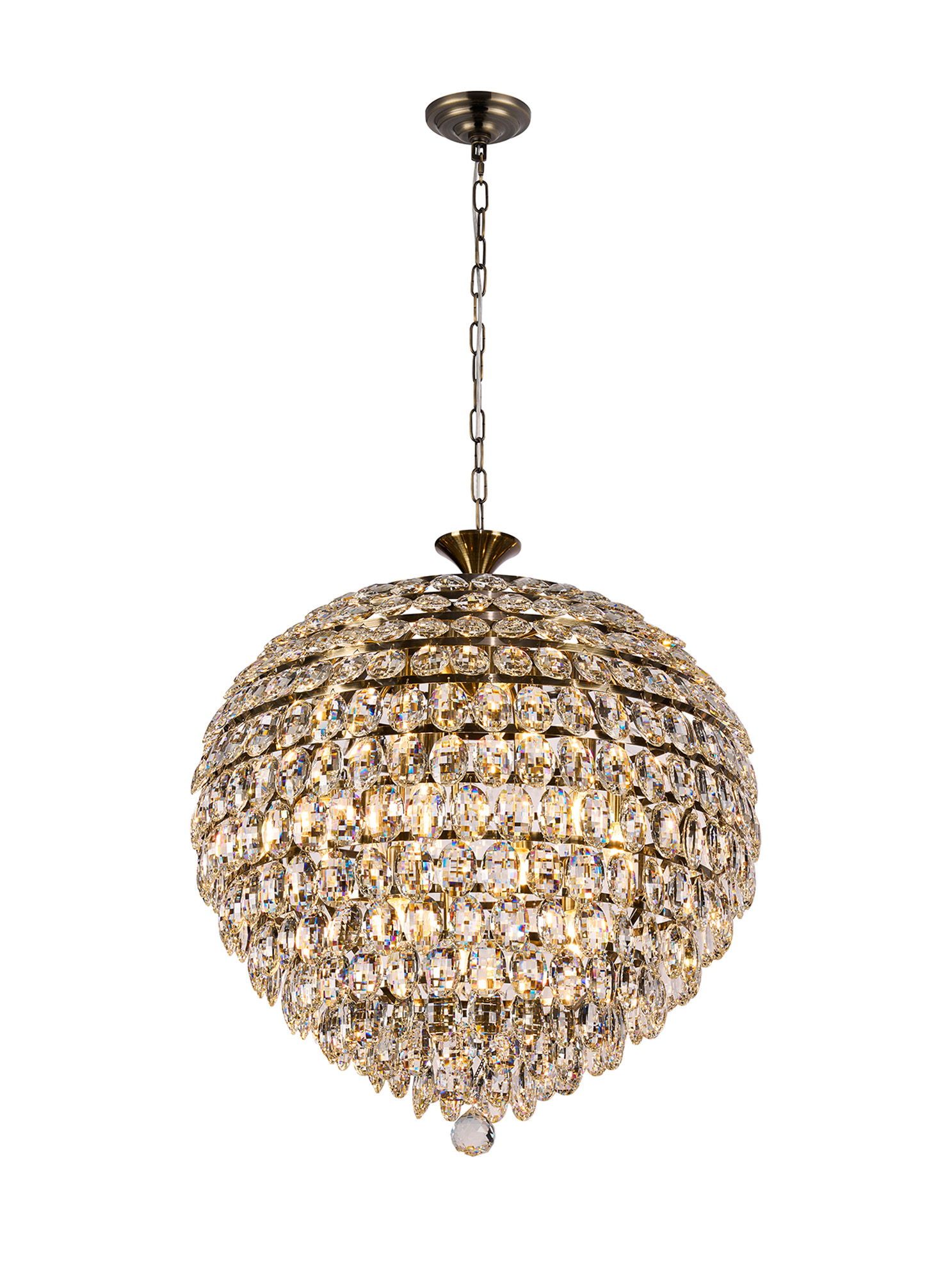 Coniston Antique Brass Crystal Ceiling Lights Diyas Spherical Crystal Fittings